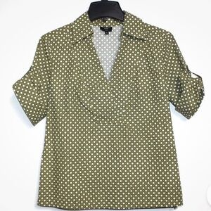 Talbots Green Patterned‎ Blouse shirt size 10p